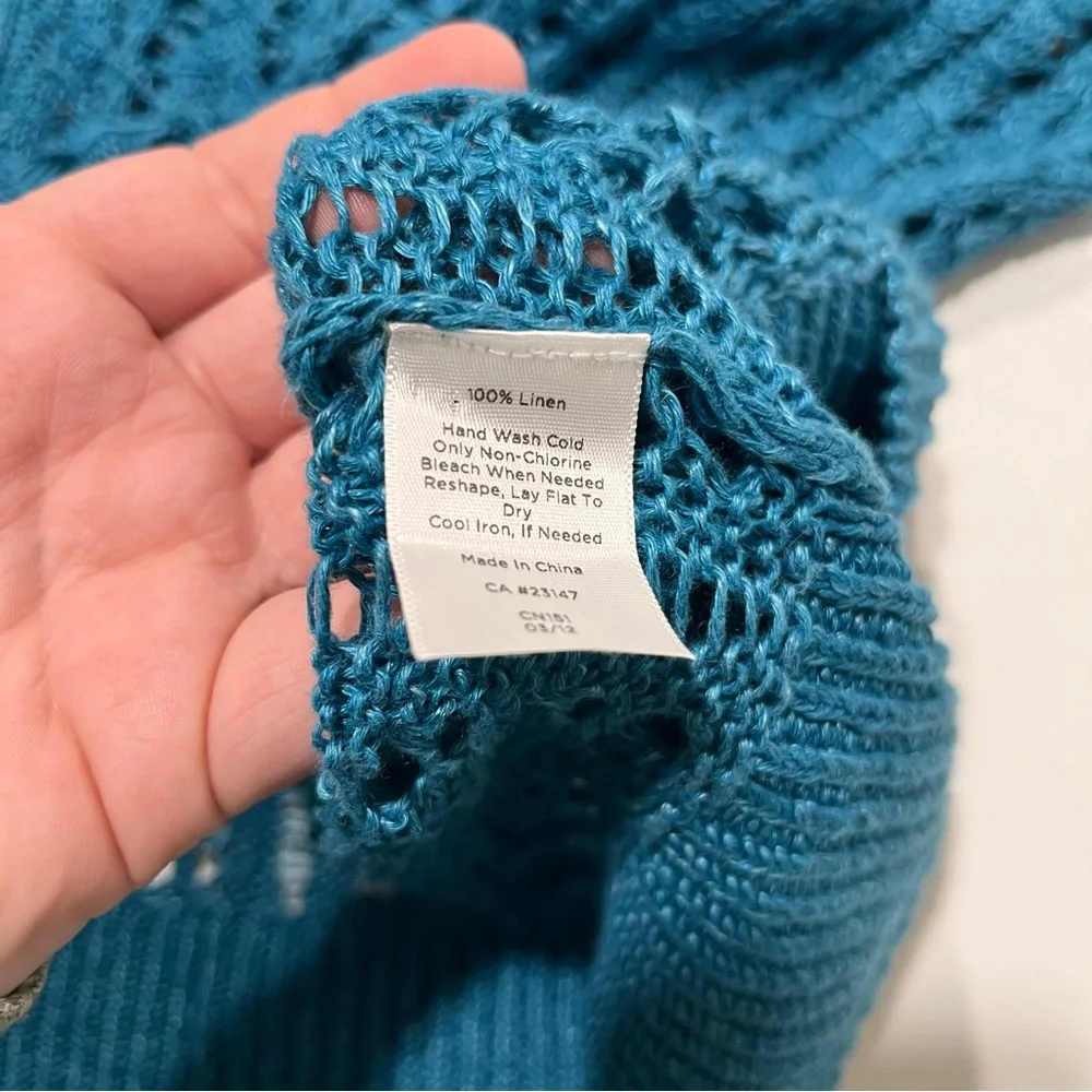 Talbots Pretty Business Casual Green/Blue Cardigan Crochet Long Sleeve 3X - Picture 4 of 6